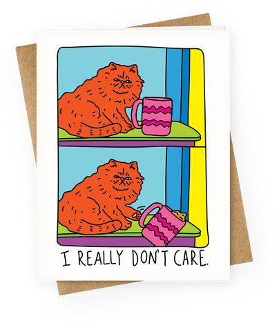 I Really Don't Care Cat Greeting Card - Mug (484x484)