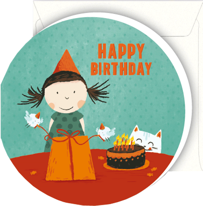 Julia Séguy Mini Round Greeting Card "happy Birthday" - Julia Anniversaire (800x1037)