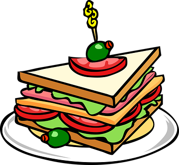 Sandwich Bread Food Tomato Fresh Nutrition - Food Clipart (369x340)