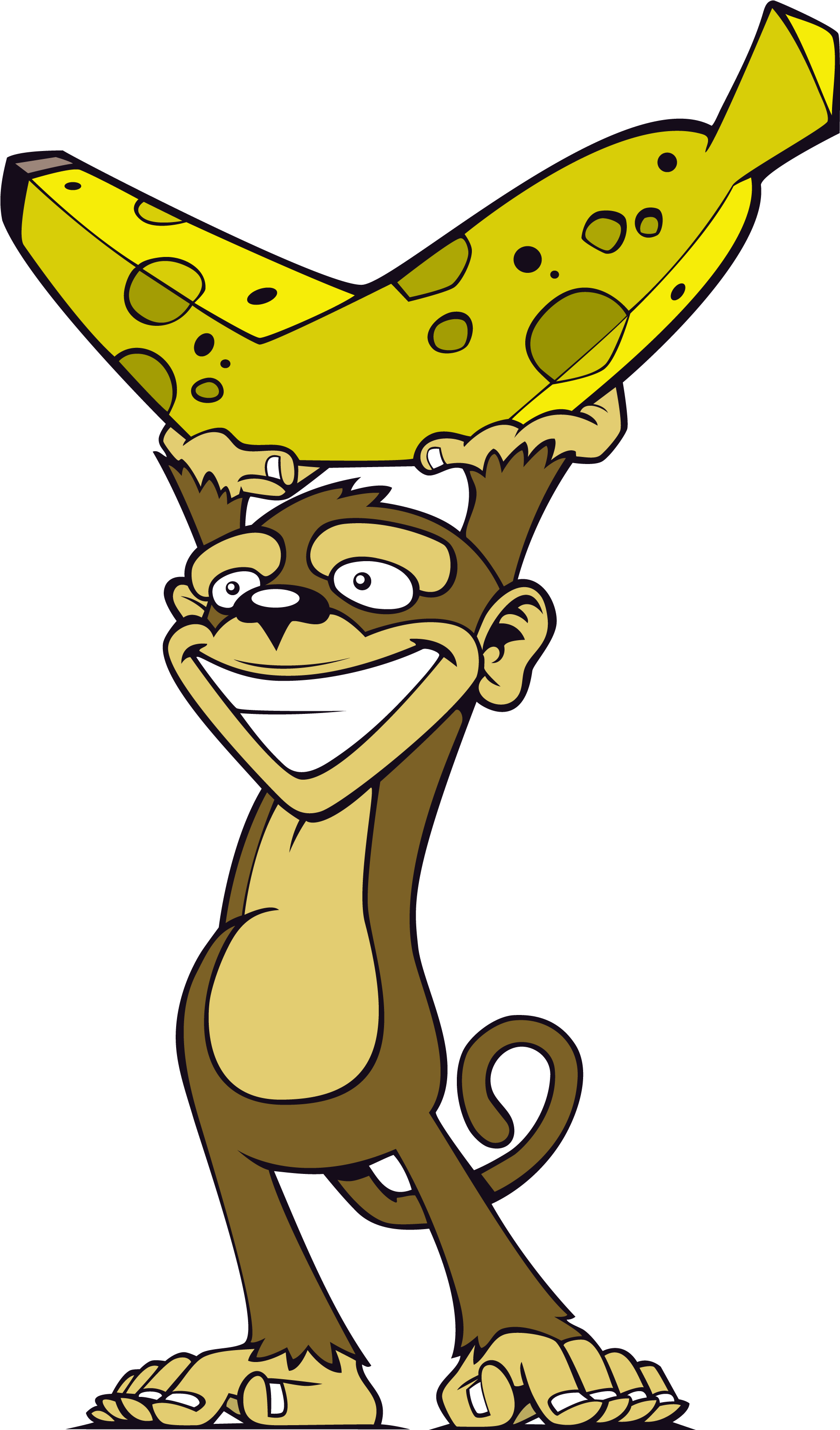 Monkey - With - Banana - Cartoon - Monkey Throwing Banana Cartoon (2550x3300)