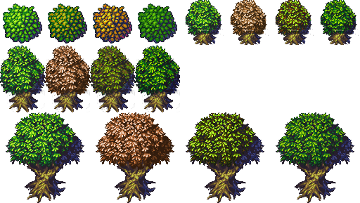 Tree Variations From Jetrel's Wood Tileset Opengameart - Top Down Tree Sprite (512x289)