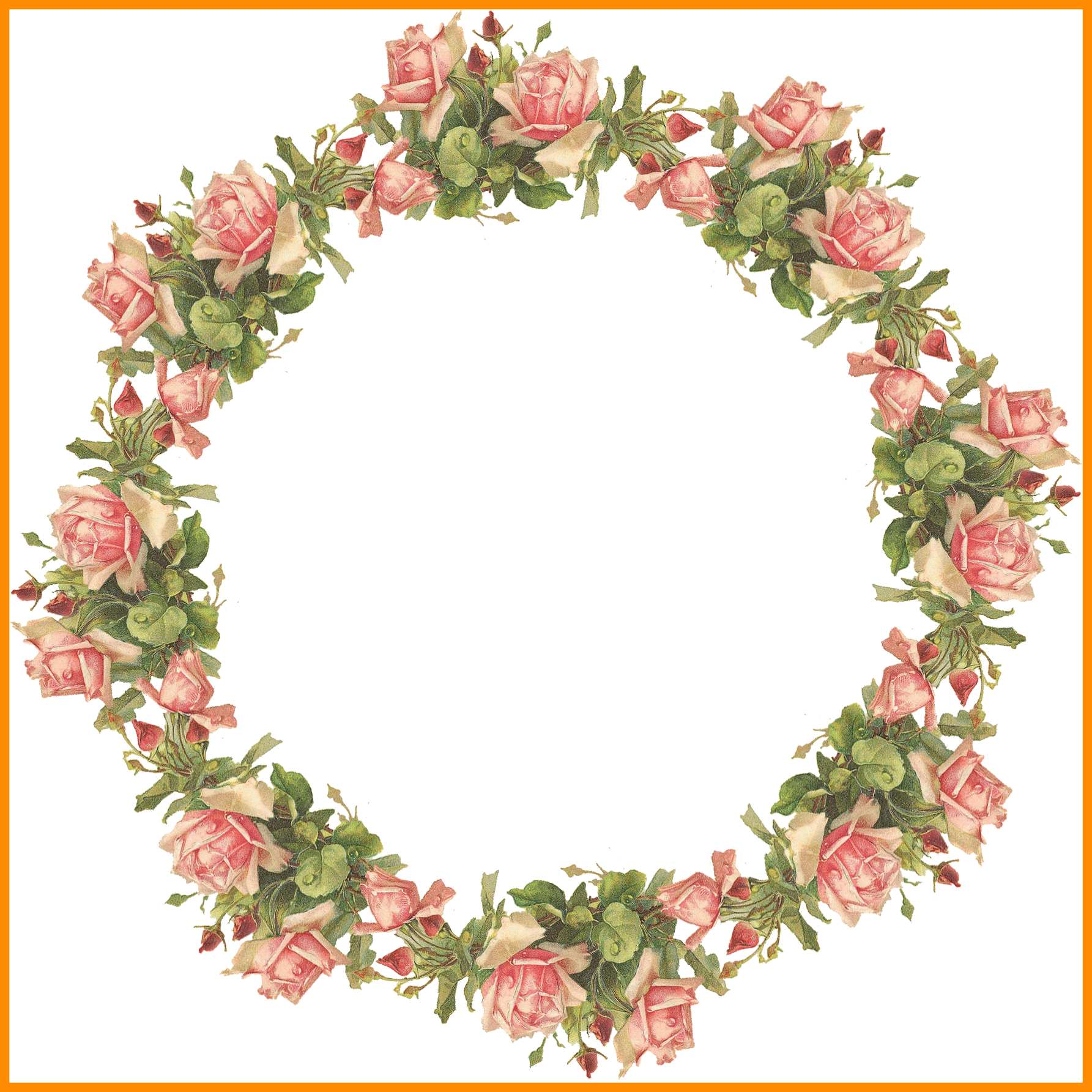 Rose Flower Rose Flower Design Border Png Incredible - Wreath Png (1785x1785)