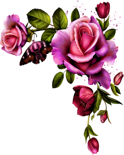 Rose Border Corner - Vintage Flower Corner Png (400x500)