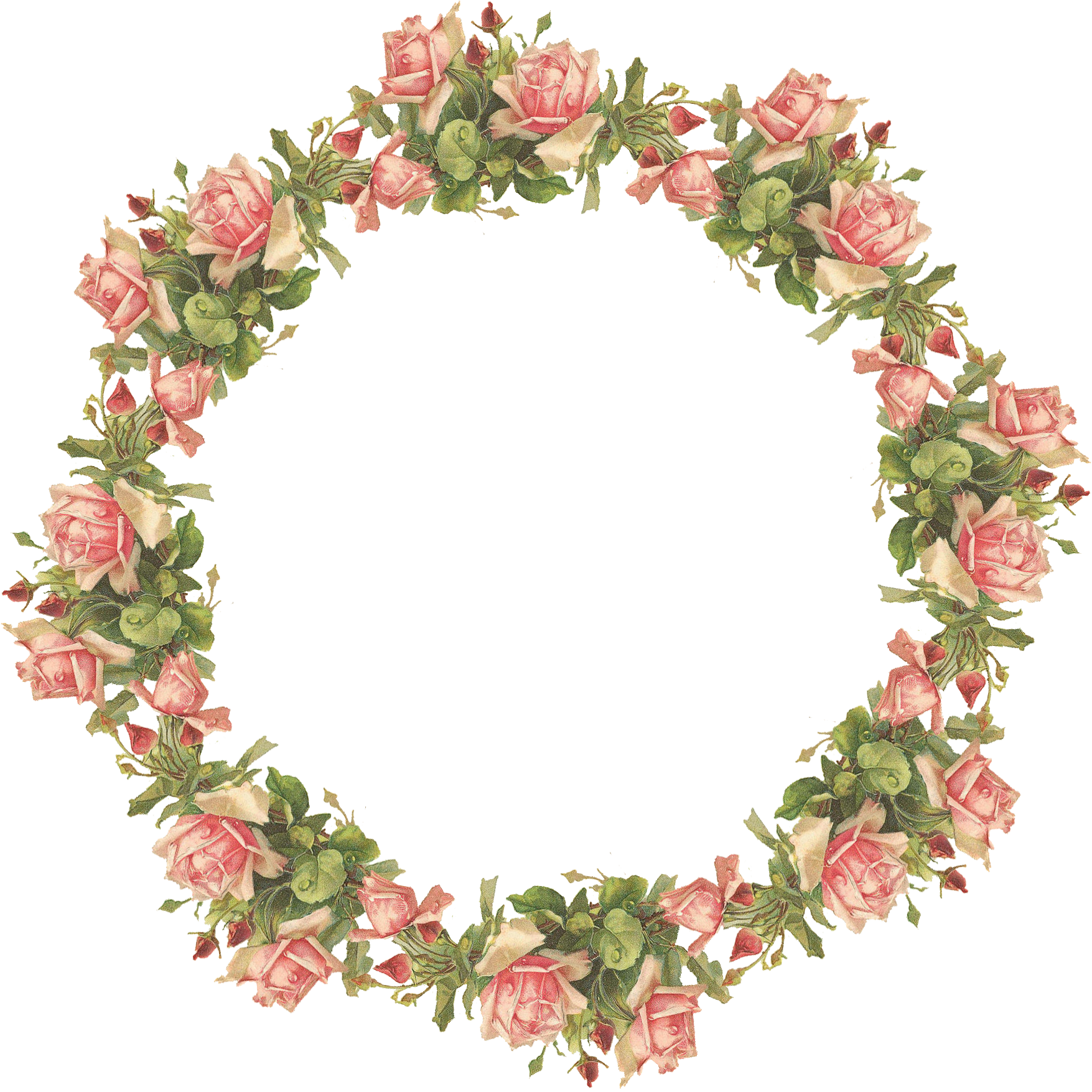 Pink Roses Digital Elements Vintage Flower Frame Png 1755x1755 Png Clipart Download