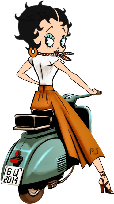 Betty Boop Scooter Or Vespa Looking Over Shoulder By - Cartoon (500x700)