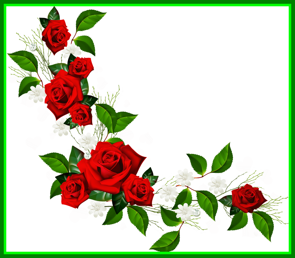 Astonishing Decorative Element With Red White And Hearts - Red Rose Border Clipart (1187x1037)