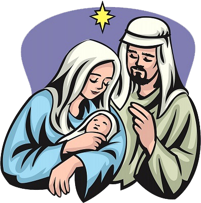 Holy Family - Mary Joseph And Baby Jesus Clipart (396x400)