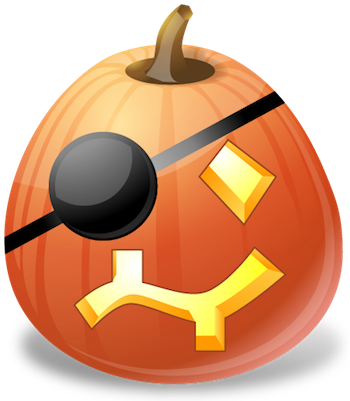 Pumpkin Halloween Emoji Sticker - Jack O Lantern Pirate (410x410)