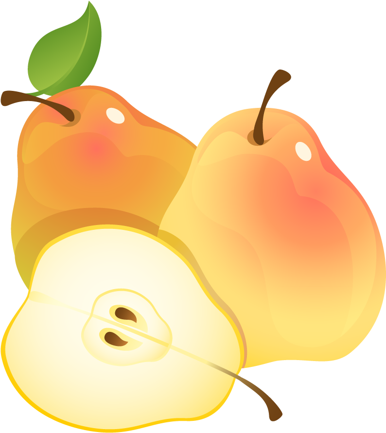 Large Painted Pears Png Clipart - Fruit Vector (837x926)