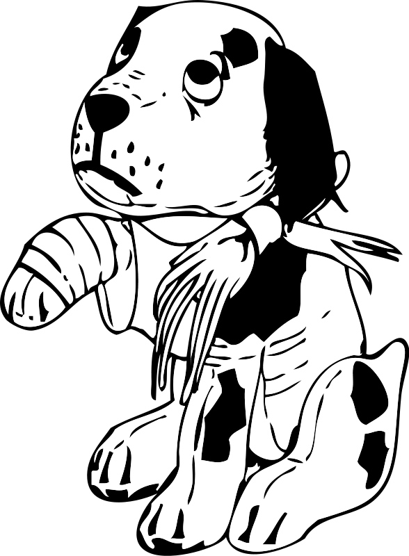 Sad Dog Clipart - Animal Abuse Clipart Black And White (588x800)