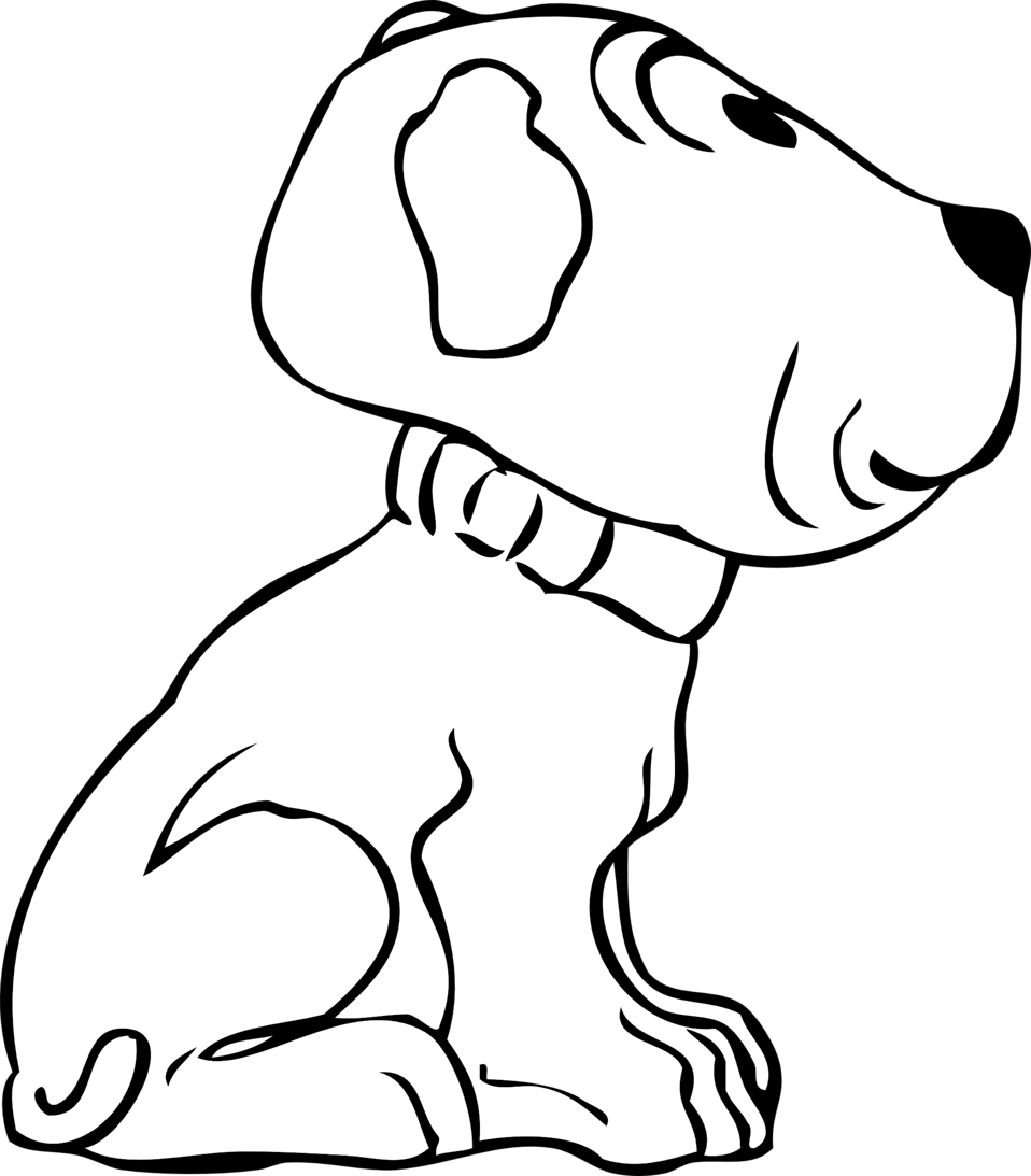 Black And White Dog Clipart 13, - Cartoon Drawing Site View (2106x2400)