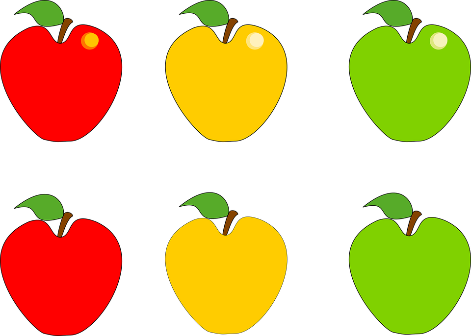 Apple Fruit Green Yellow Red - Red Green Yellow Apple Clipart (960x686)