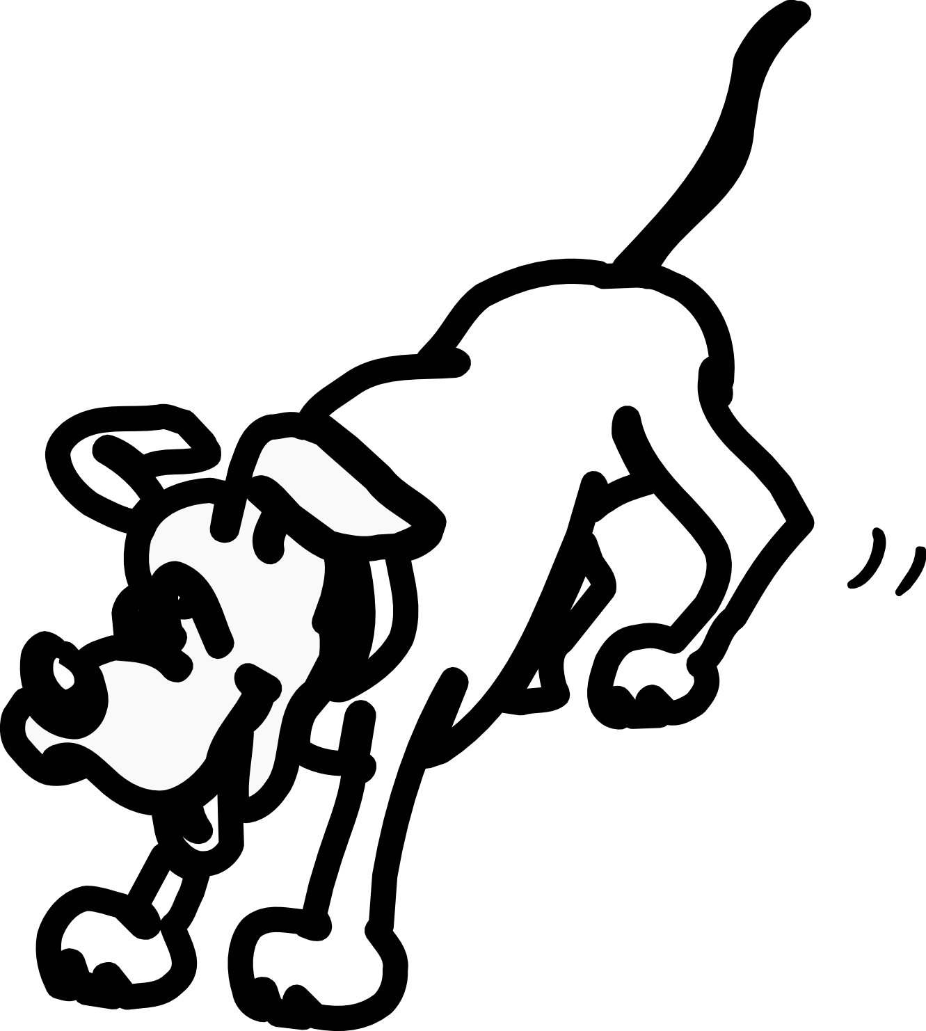 Artfavor Cartoon Dog Black White Line Art Coloring - 4 Cartoon Dogs Black And White (1331x1482)