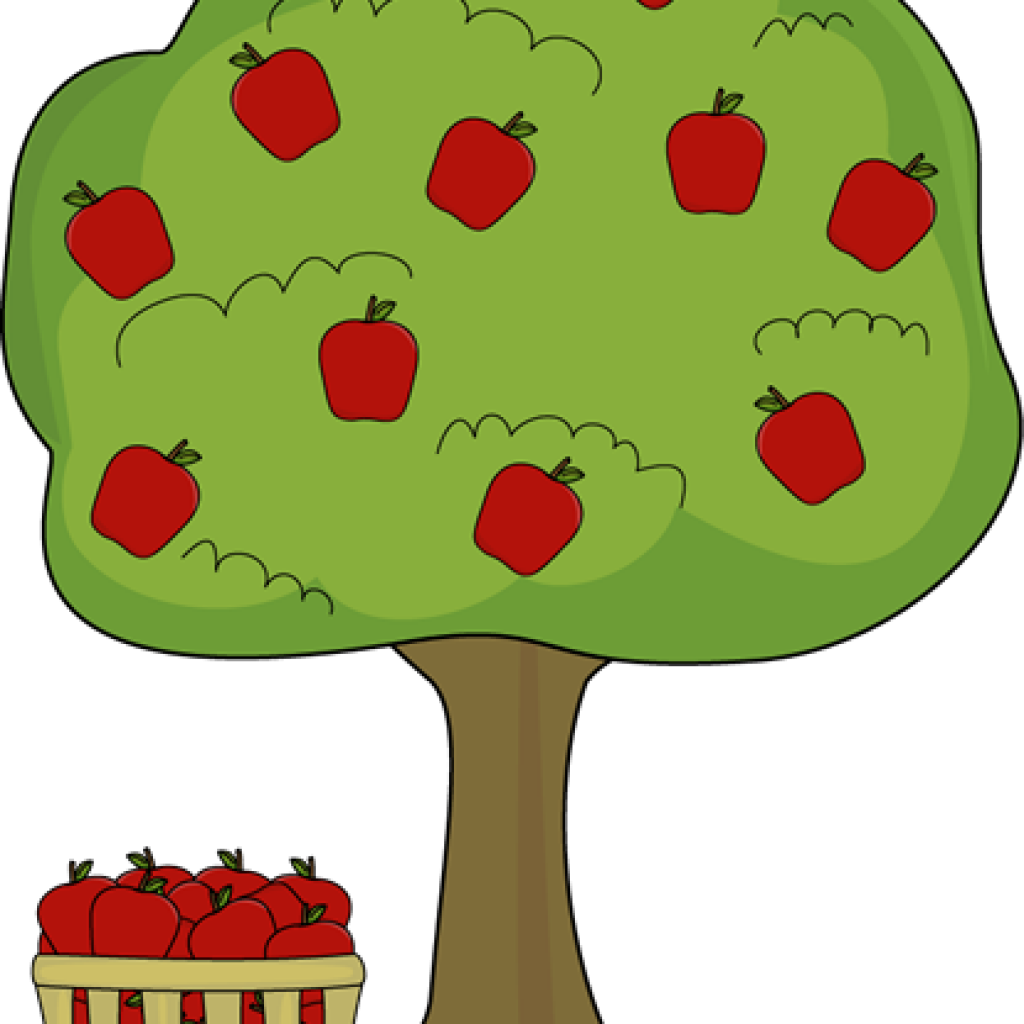 Apple Basket Clipart Apple Tree With Apple Basket Clip - Apple Trees Clip Art (1024x1024)