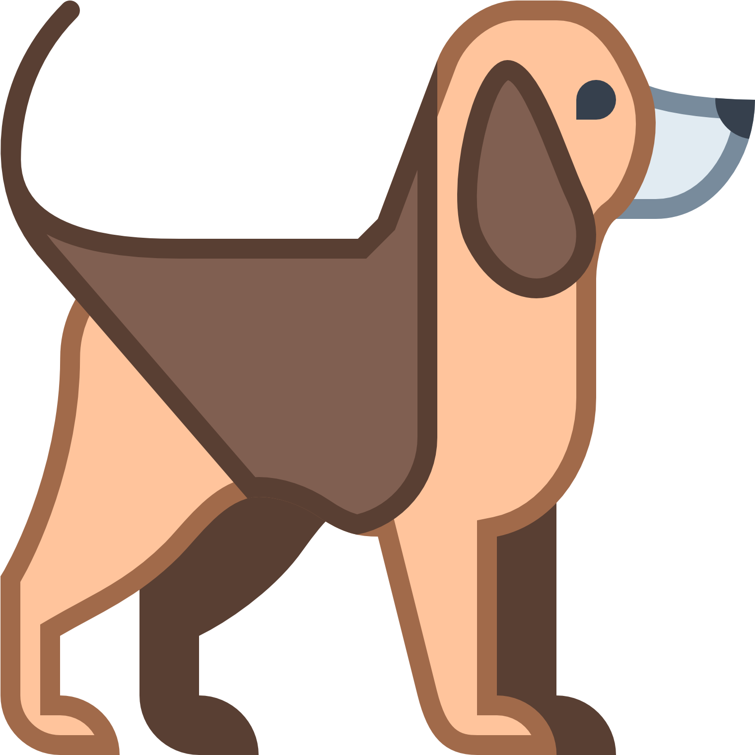 There Is A Side View Of A Dog Shape With A Short Tail - Dog Icon (1600x1600)