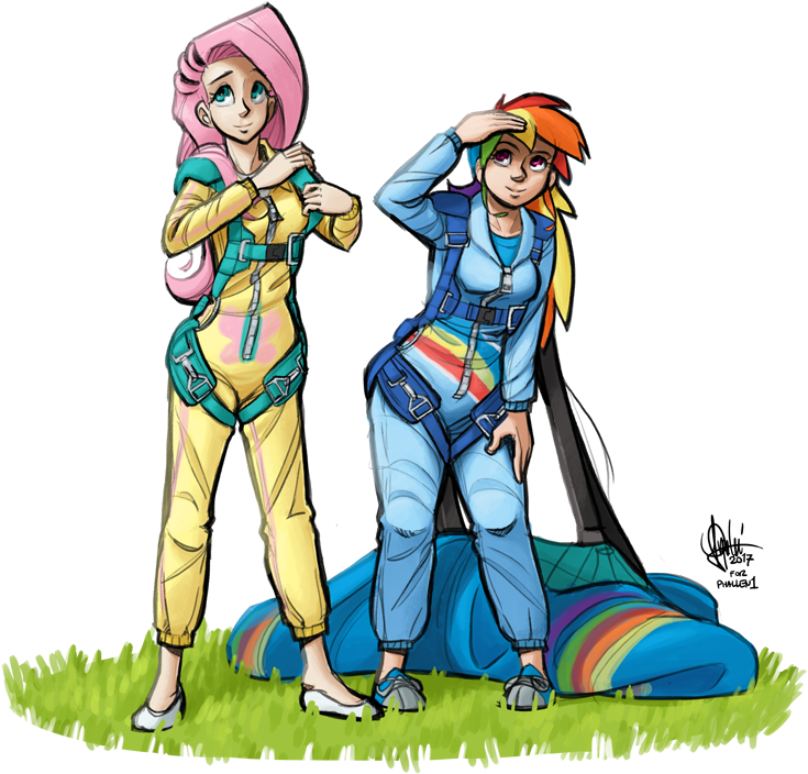 Theartrix, Clothes, Commission, Duo, Fluttershy, Human, - Eye (750x717)