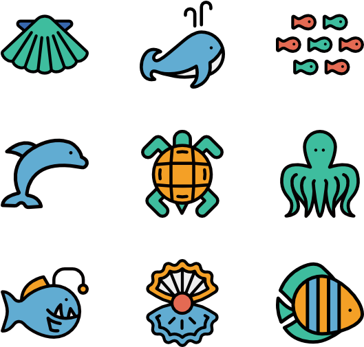 Sea Life Linear Color - Aquarium Icon (600x564)