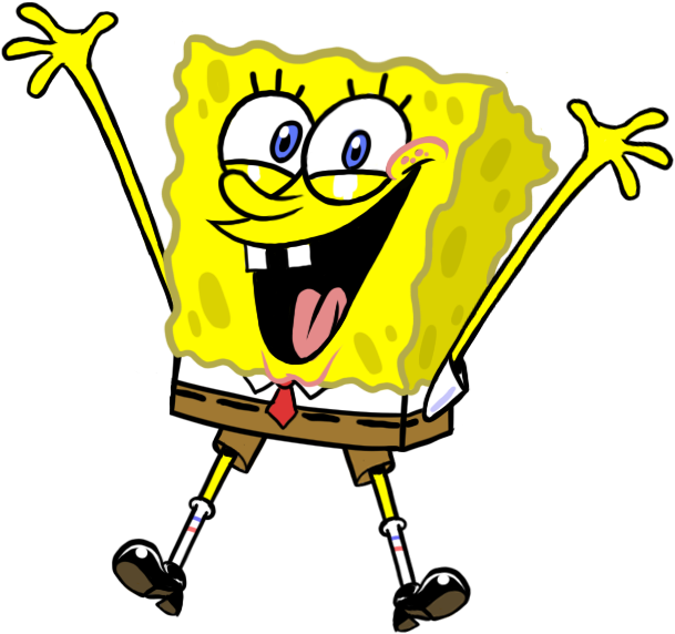 Spongebob 2 - Spongebob Happy Transparent Background (642x612)