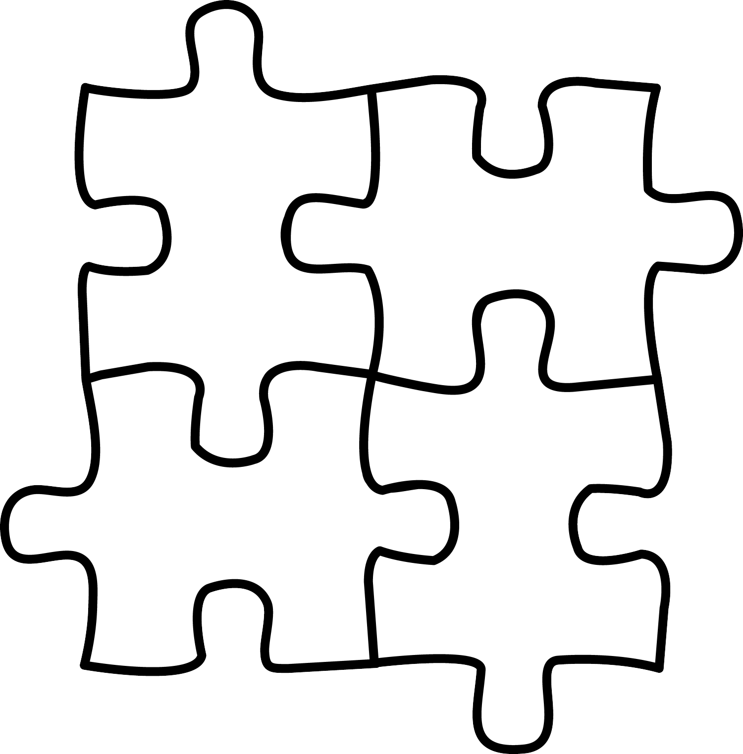 Puzzle Clipart Outline - Jigsaw Puzzle Clipart Black And White (1500x1523)