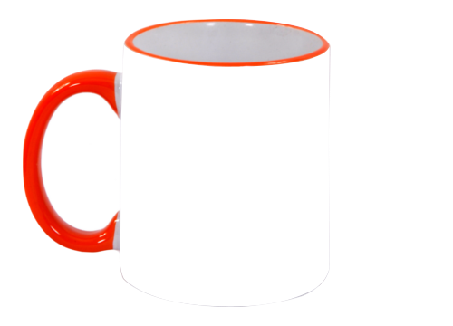 Orange Handle White Ceramic Mug - Mug (500x360)