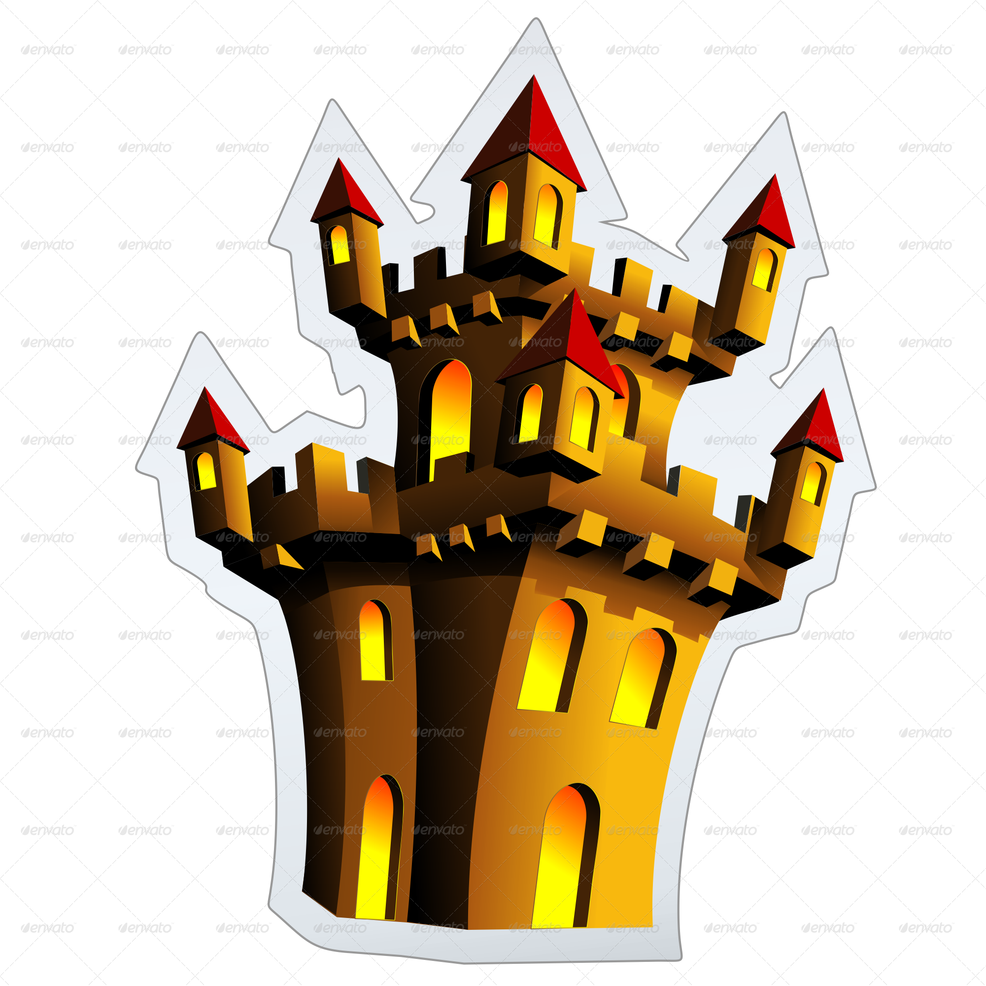 Halloween Stickers Poster Frame-jpg 900 B - Halloween Castle On Creepy Nightmare Full Moon Card (2001x2001)