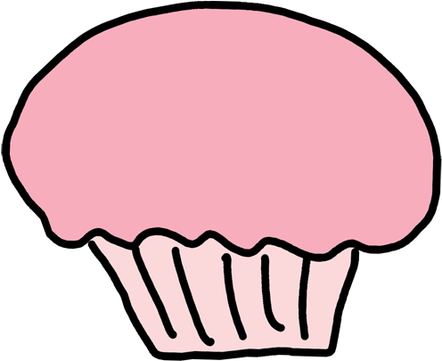 Blue Cupcake Pink Cup Cake - Sweet Clipart Black And White No Background (508x423)