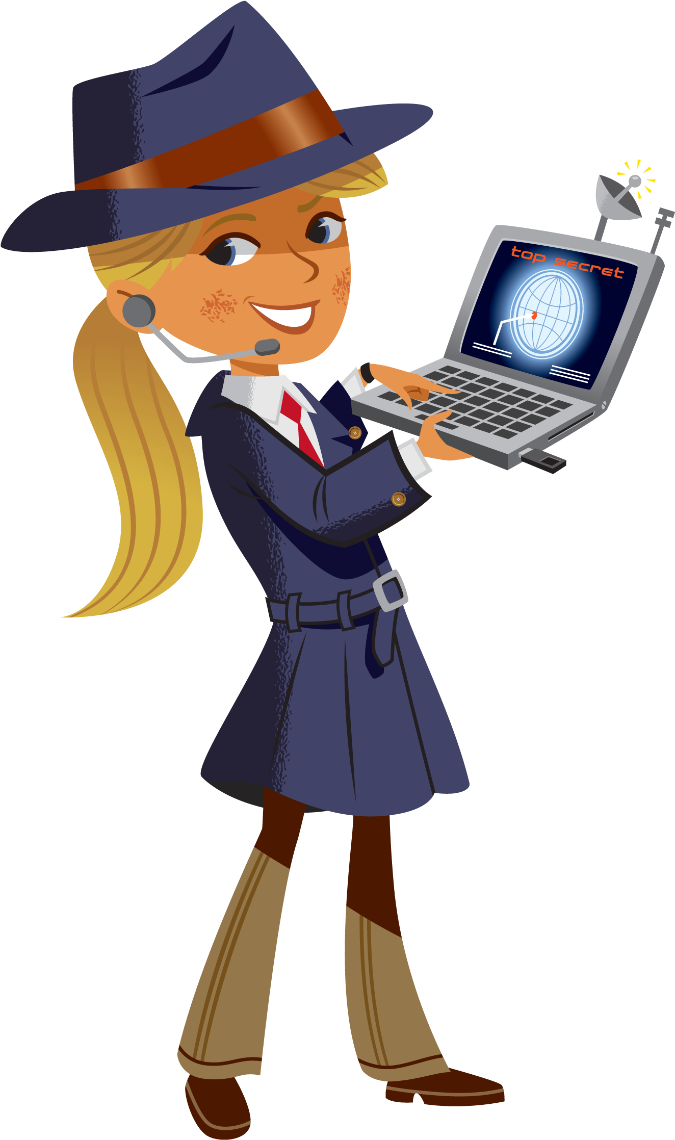 Spy Girl - Female Detective Clip Art (1421x2338)