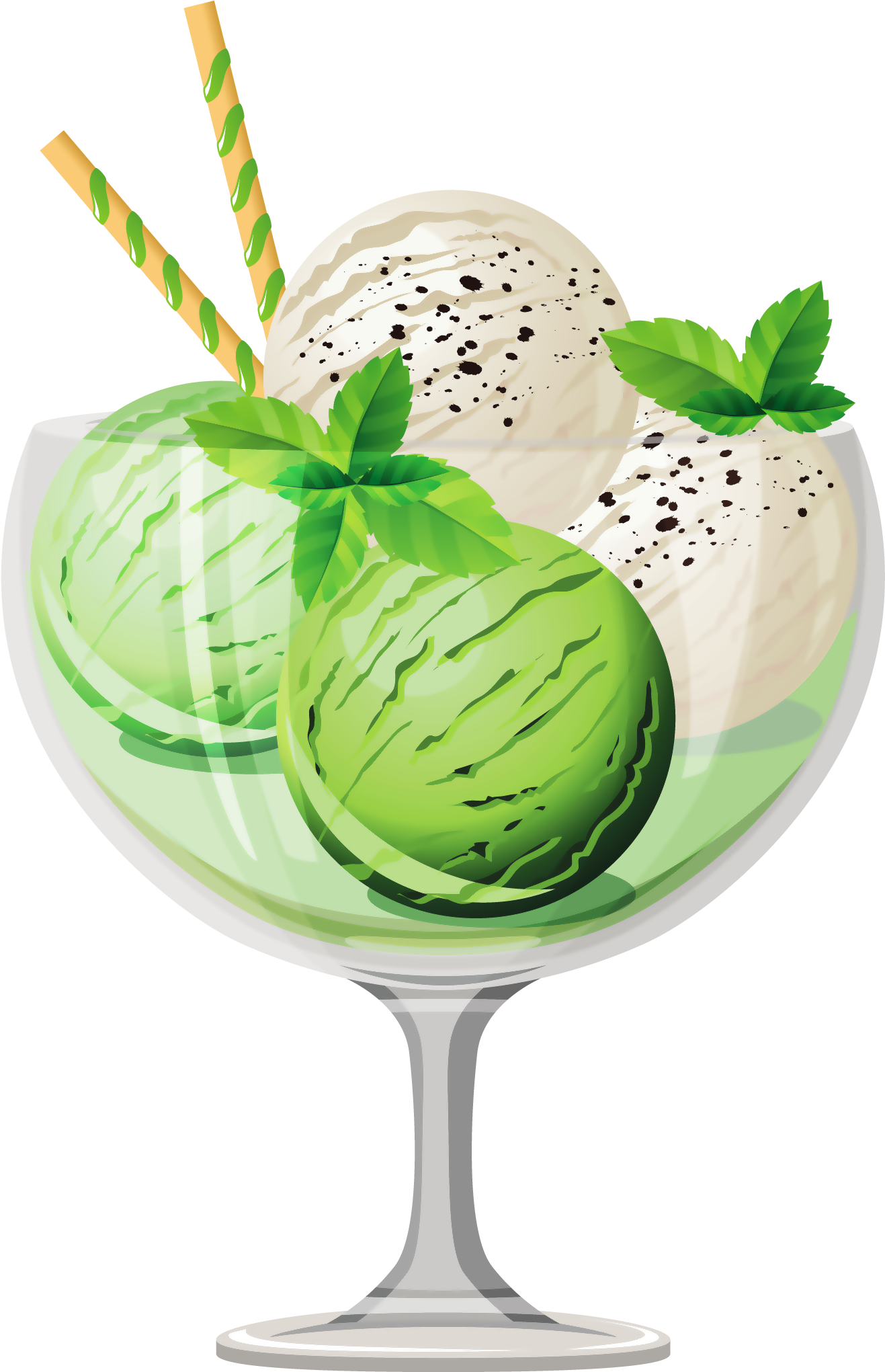 Transparent Mint Ice Cream Sundae Picture - Fruit Ice Cream Png (1680x2300)