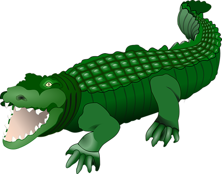 Crocodile Alligator Animal Reptile Green W - Crocodile Clipart (434x340)