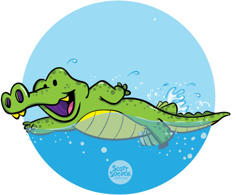 Level 5 Gator - Swimming Crocodile Clipart (510x461)