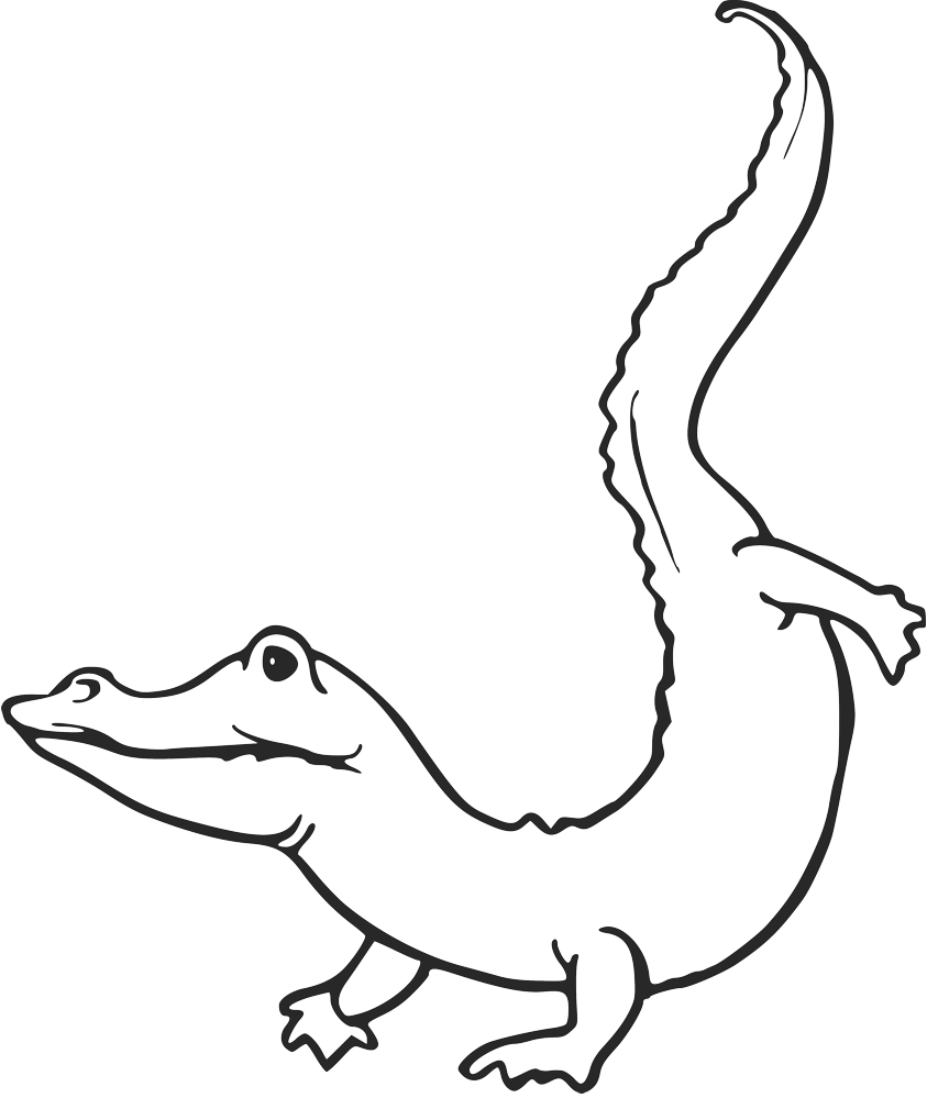 Alligator Stencil Design - Line Art (843x999)