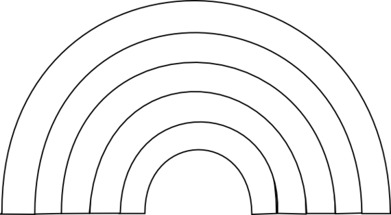 Rainbow Black And White Cartoon - Rainbow Black And White (570x314)