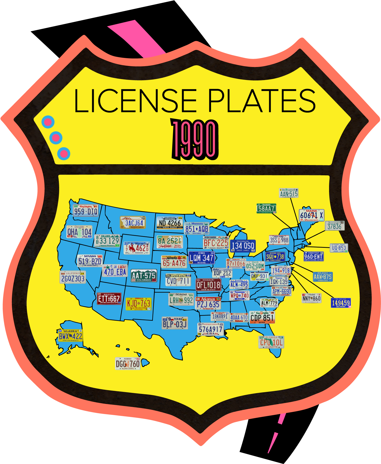 1990 License Plate Map - 1990 License Plate Map (1500x1812)