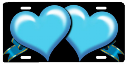 Blue Hearts With Ribbons - Black And Lite Blue Ribbon (500x300)