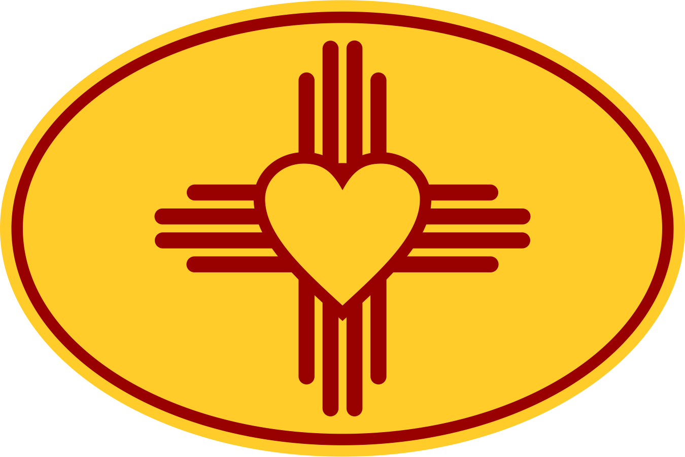 Zia Symbol Oval Decal - State Of New Mexico With Flag (1350x901)