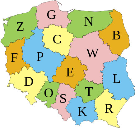 Polish Voivodeship Licence Plate Codes - Номерные Знаки Польши (440x411)