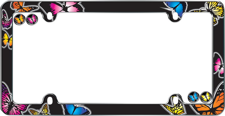 Butterfly, Chrome W/fastener Caps - Cruiser Accessories 23053 Butterfly License Plate Frame, (800x439)
