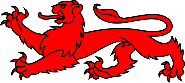 Lions Passant Clip Art - Lion Passant Guardant Red (600x268)