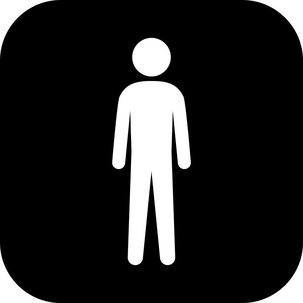 Standing Man White Silhouette In A Black Rounded Square - Silueta De Persona En Blanco (980x980)