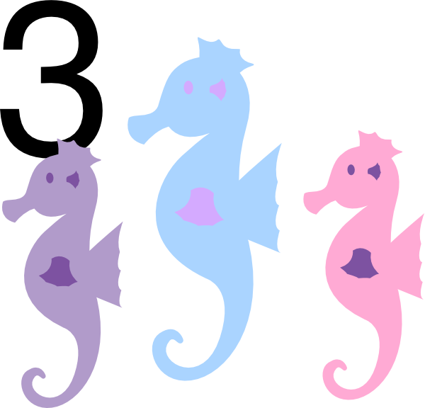 Sea Horses With - 3 Seahorse Clipart (600x576)
