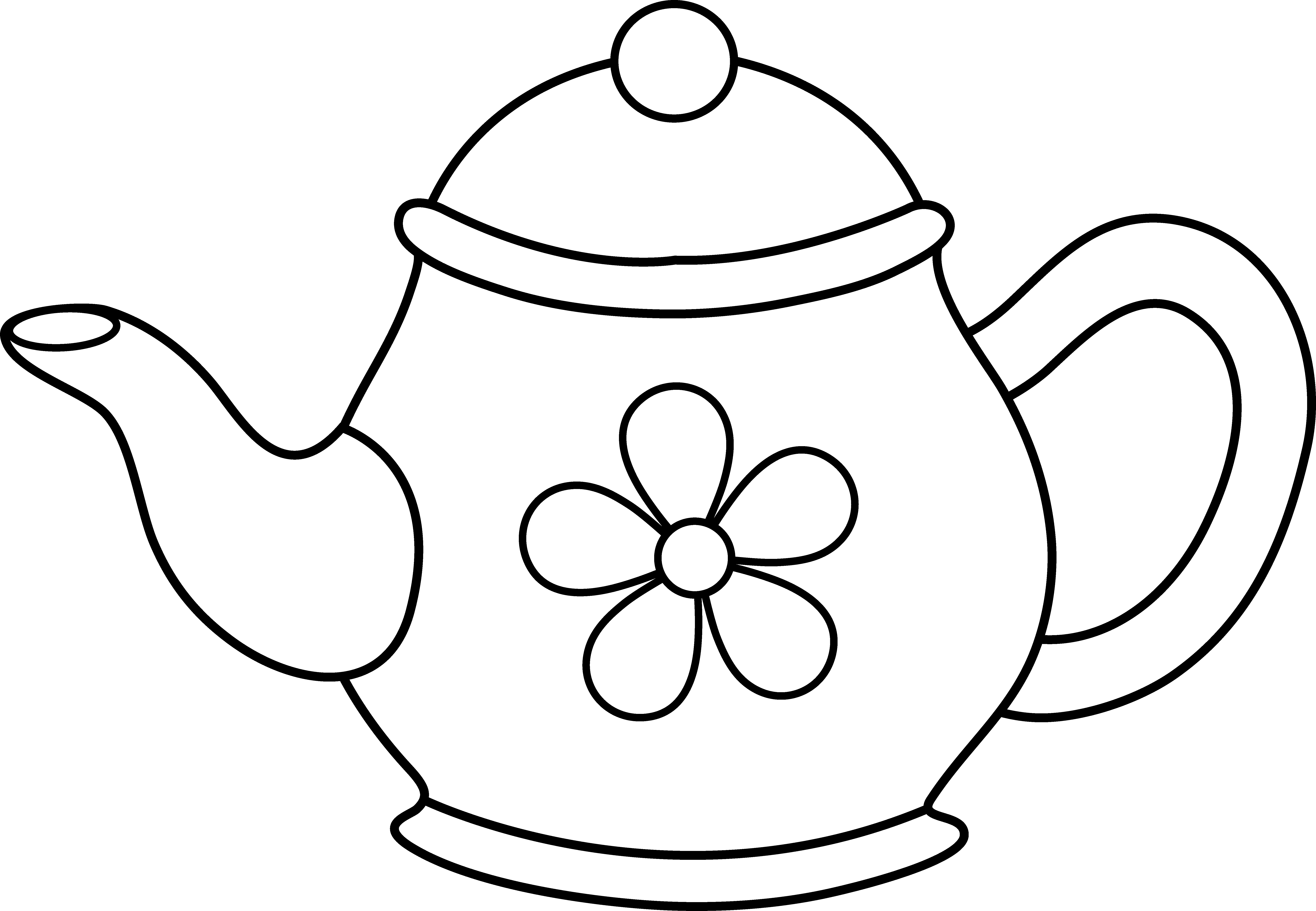 Fancy Teacup Clip Art - Teko Clipart Black And White (7399x5125)