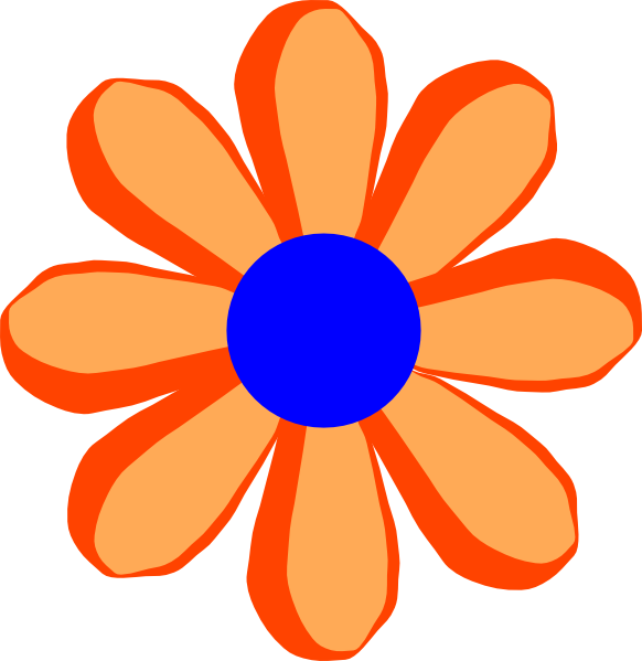 Small Flower Clip Art - Orange Cartoon Flowers (582x599)
