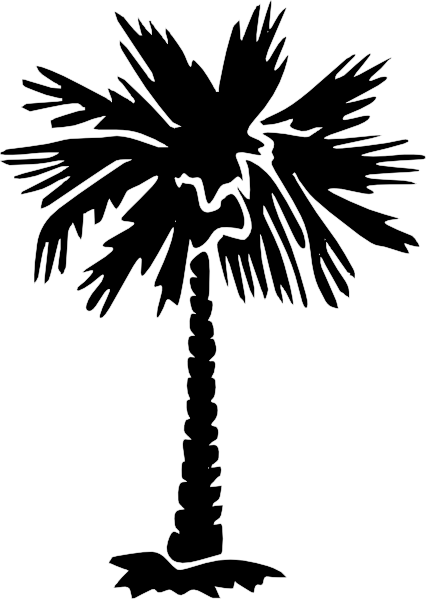 Palm Tree Silhouette Clip Art - Palmetto Tree Png (426x599)