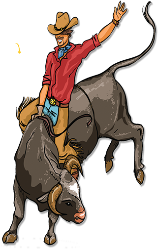 2 - Cartoon Cowboy Riding A Bull (329x523)