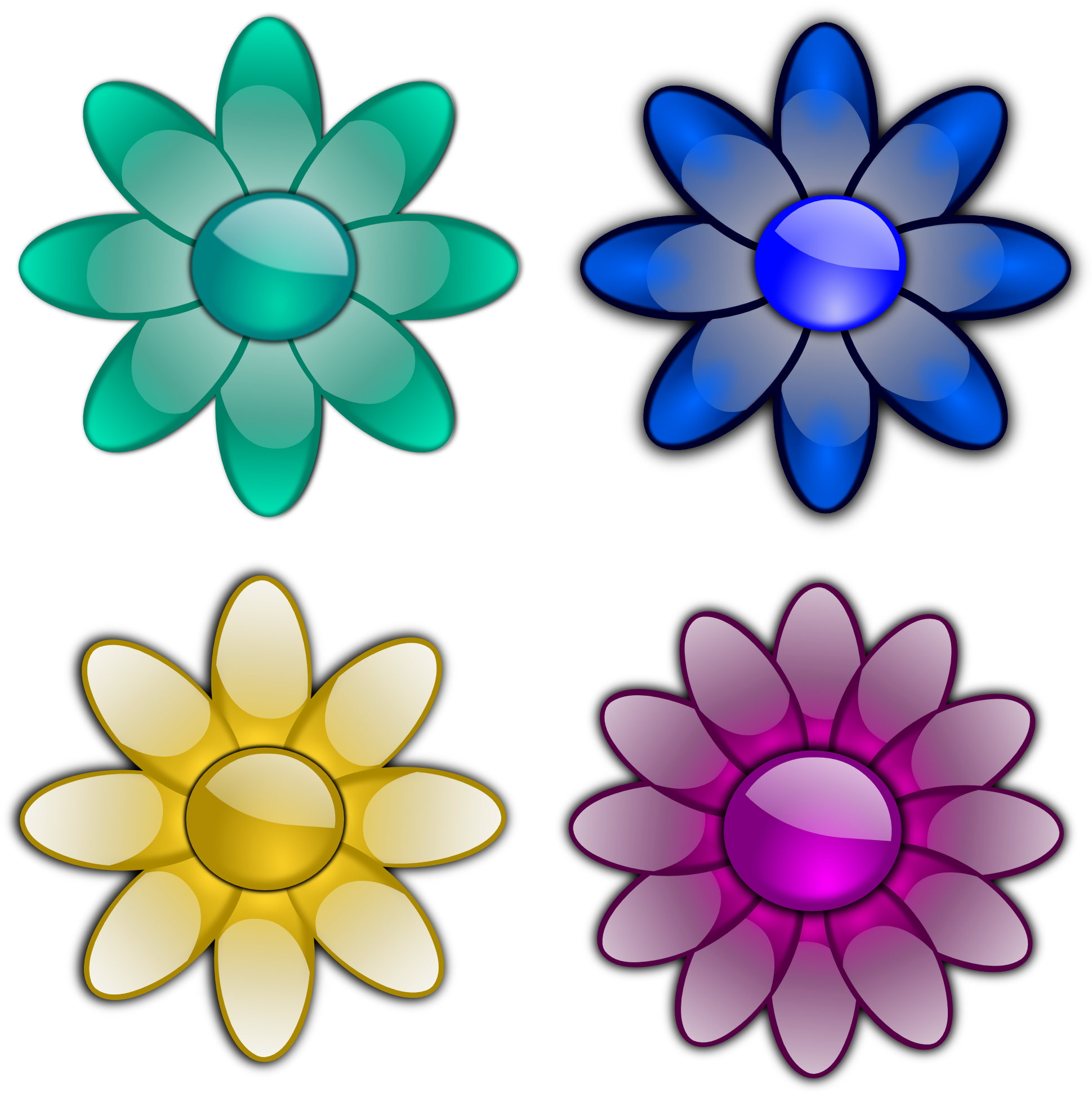 Flower Clipart Four - Flowers Clip Art (1969x1995)