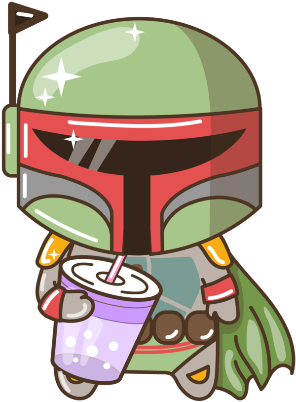 Boba-fett Drinking By Barovlud - Cartoon (600x814)