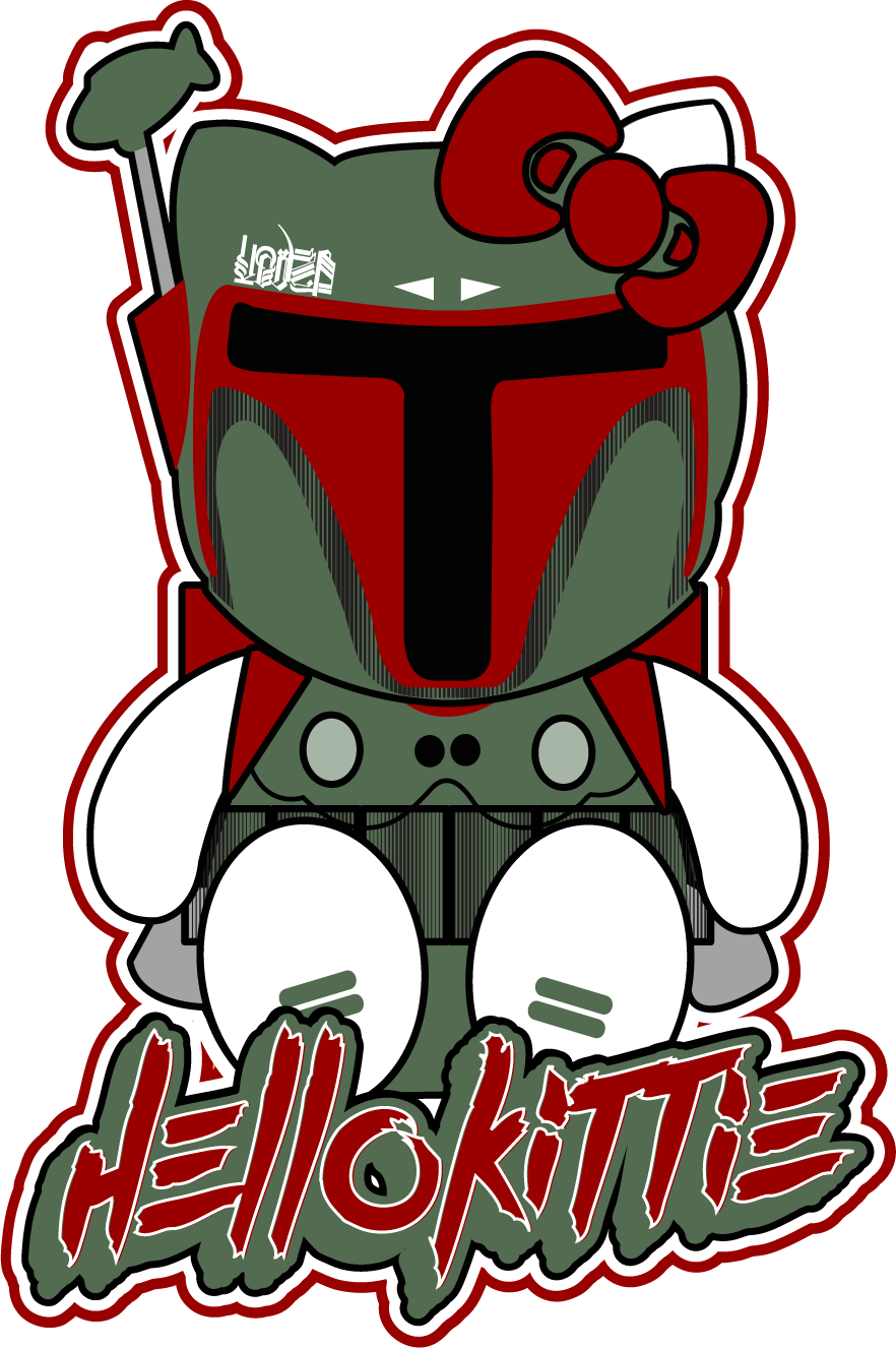 New Hello Kitty X Boba Fett Shirts - Sticker (882x1326)