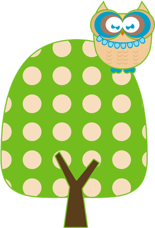 Vinilo Infantil De Árbol Verde De Lunares Y Búho - Sticker (470x470)