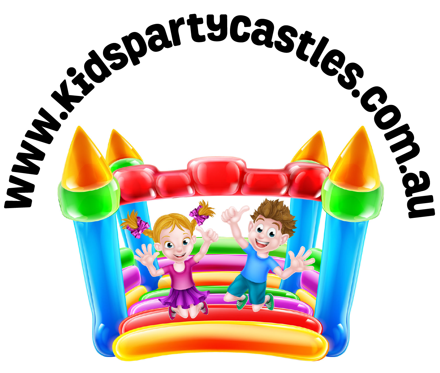 Kids Party Castles - Cartoon Bouncy Castle (1405x1201)