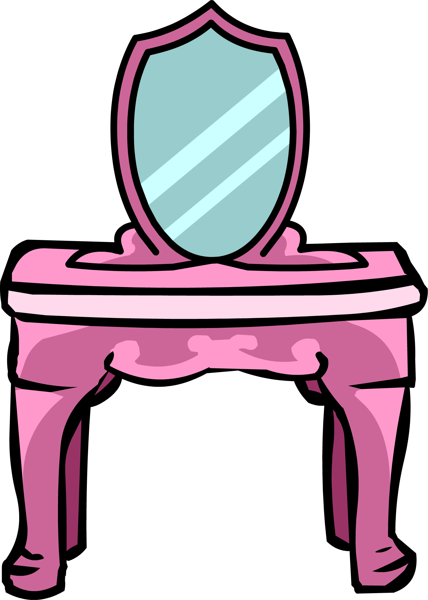 Pink Makeup Vanity Clipart Silhouette Of A At Vanity - Club Penguin Dresser (1497x2098)